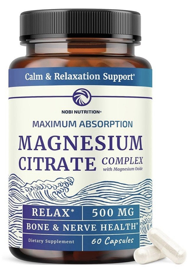 Nobi Nutrition Magnesium Citrate Complex 500 MG for Calm & Relaxation 120 Caps