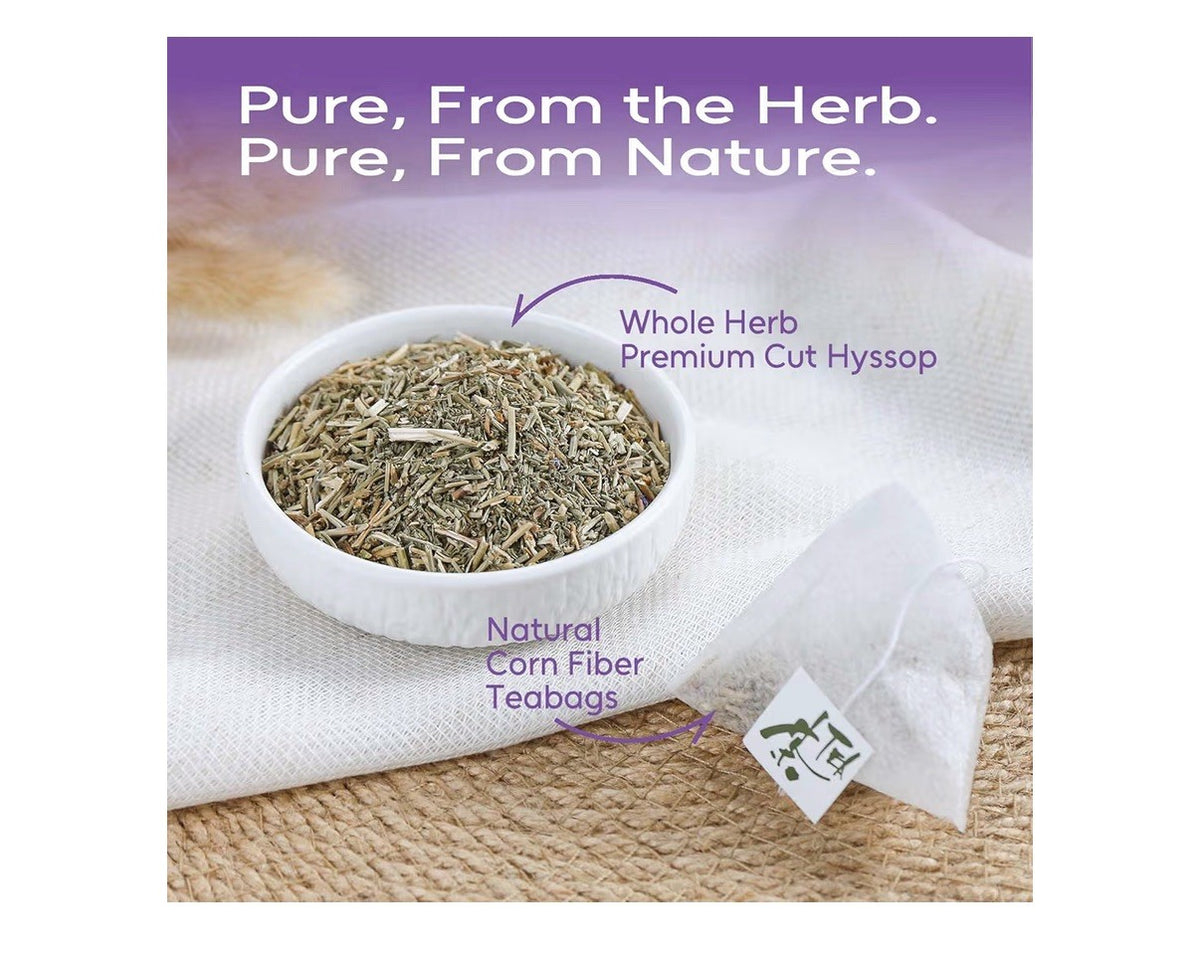 FullChea Hyssop Tea Bags Herbal Caffeine-Free Support Digestion 50 Tea Bags