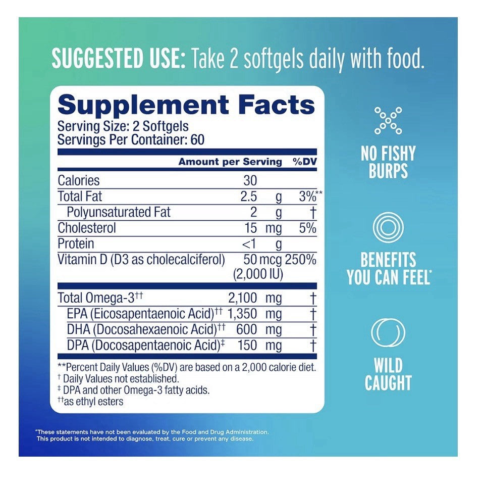 2 Pack Oceanblue Professional Omega-3 2100 with Vitamin D3 Triple Strength