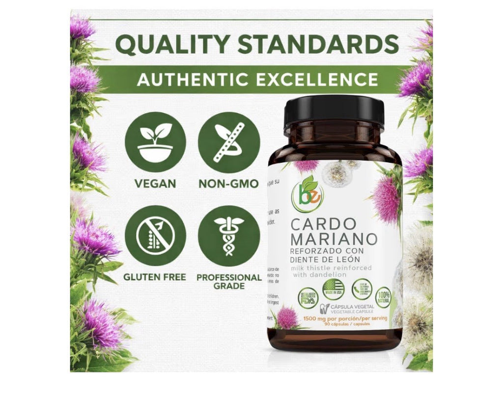 B-Experts Cardo Mariano reforzado con diente Leon Milk Thistle Dandelion 90 Caps