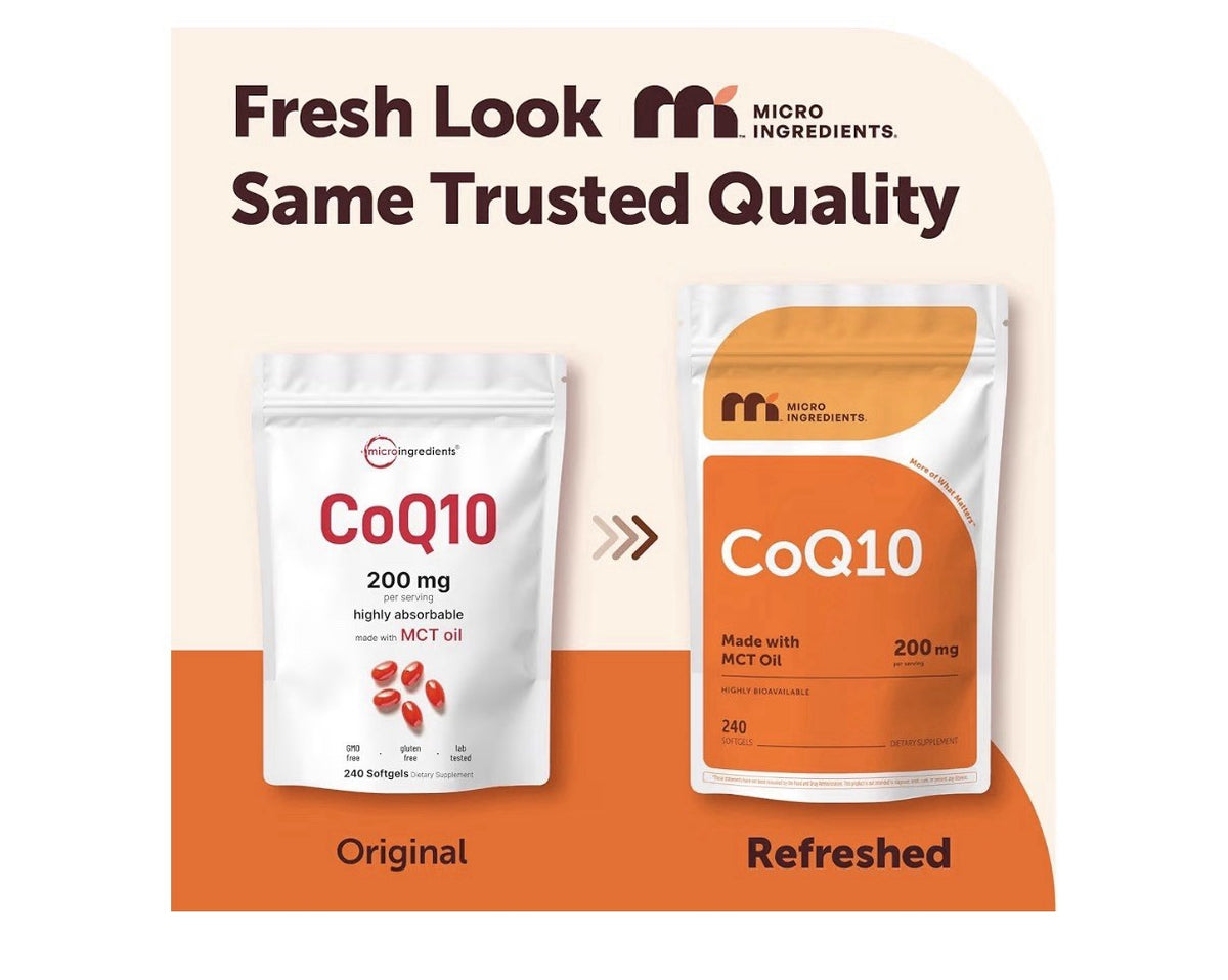 Micro Ingredients CoQ10 200mg Per Serving 240 Softgels Made With MCT Oil