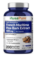 NusaPure French Maritime Pine Bark Extract 400mg 200 Veg Capsules 200 Servings