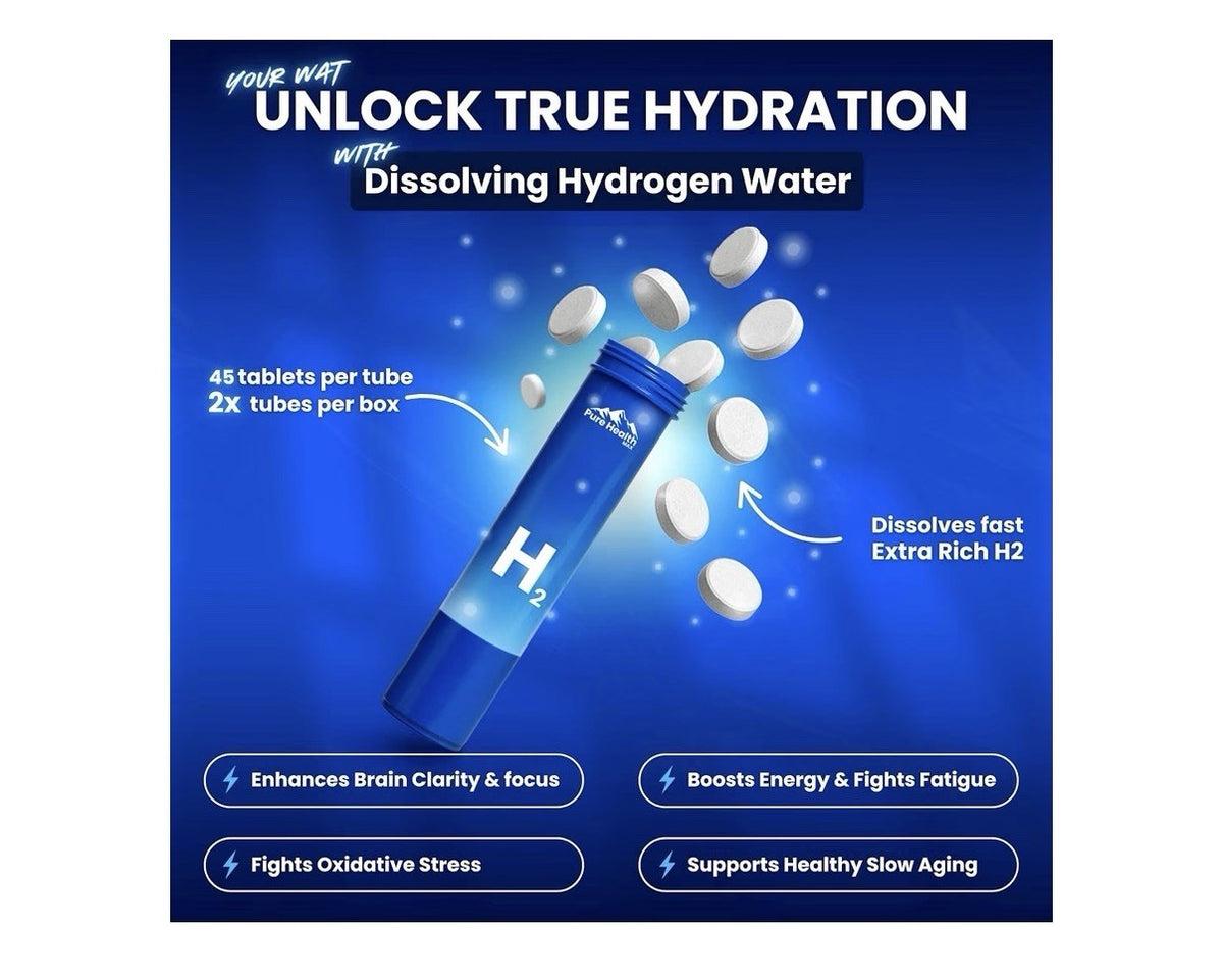 Pure Health Max Hydrogen Water Tablets for Drinking Water H2 Molecular 90Tablets