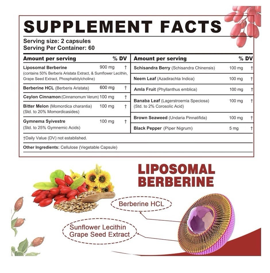 Nextdia Berberine Ceylon Cinnamon 1500mg Per Serving Liposomal Form 2 Pack
