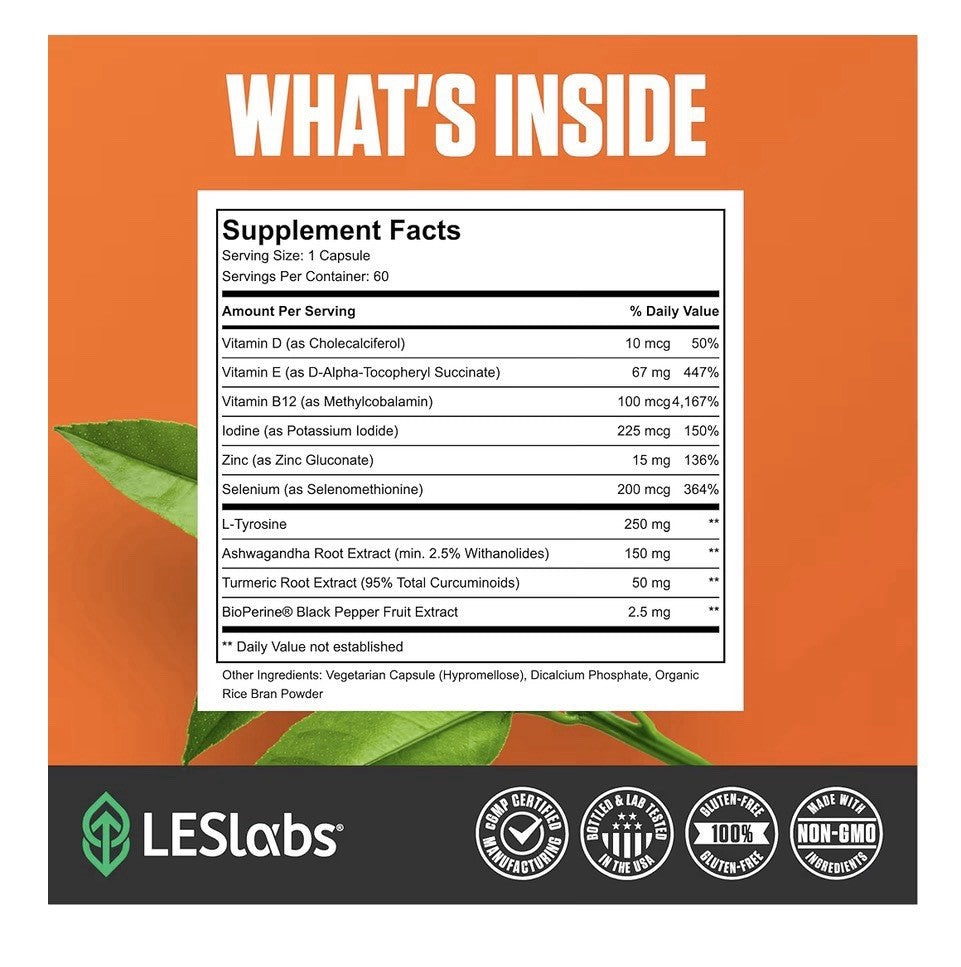 LES Labs Thyroid Support Metabolic Health Thyroid Hormone Focus Energy 60capsule