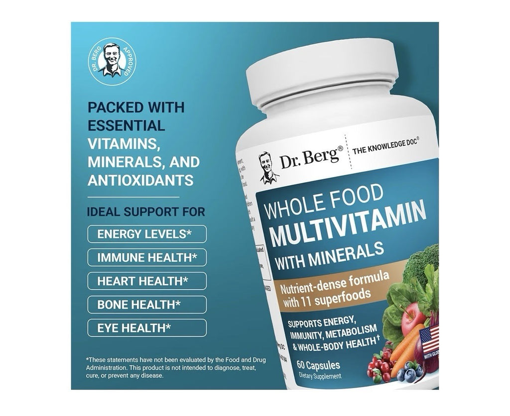 Dr. Berg Whole Food Multivitamin with Minerals Supports Whole Body Health 60caps