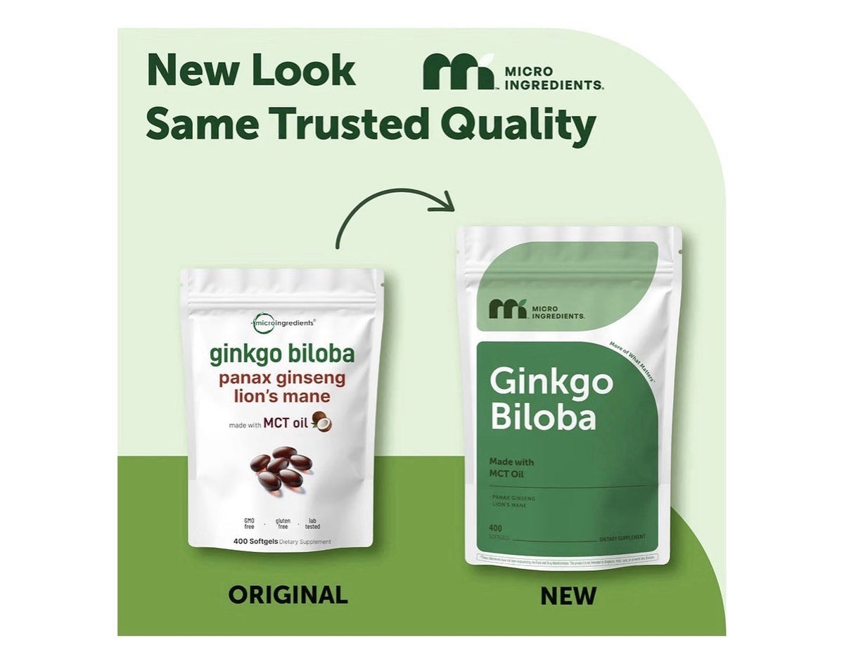 Micro Ingredients Ginkgo Biloba Panax Ginseng Lion’s Mane 400 Softgels