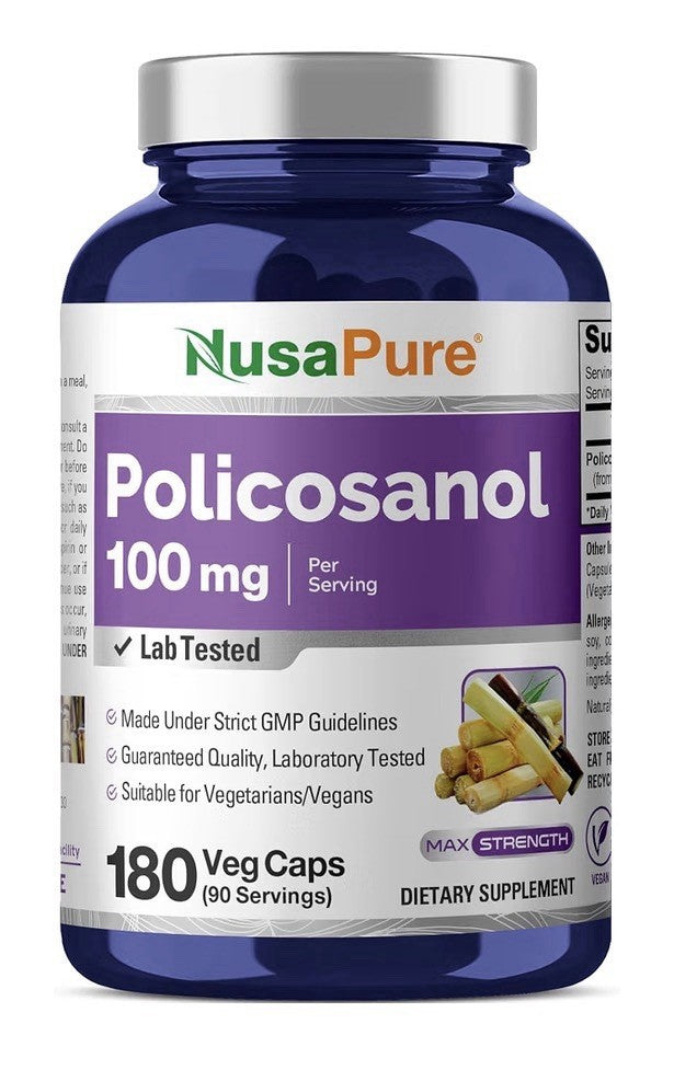 NusaPure Policosanol 100mg Per Serving 180 Veg Capsules 90 Servings