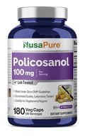NusaPure Policosanol 100mg Per Serving 180 Veg Capsules 90 Servings