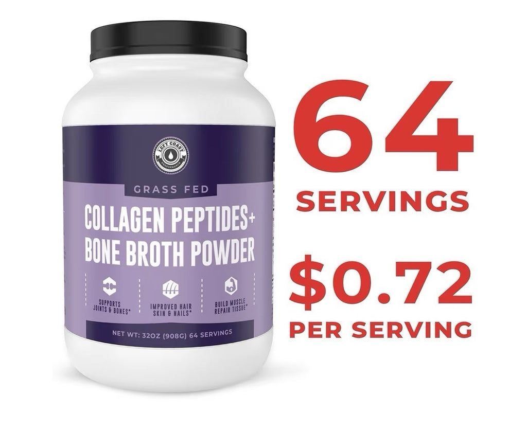 Left Coast Performance Collagen Peptides + Bone Broth Powder Grass Fed 2lb
