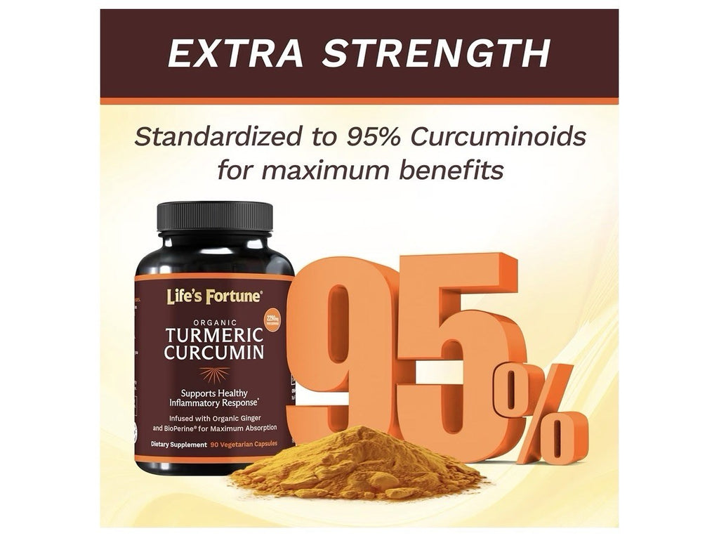 Life's Fortune Organic Turmeric Curcumin Healthy Inflammatory Response 90Capsule