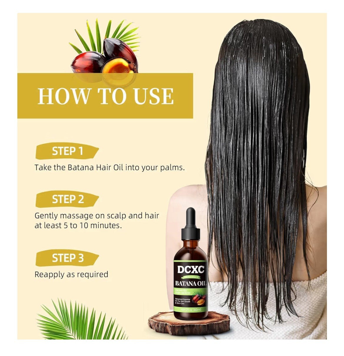 DCXC Batana Oil Pure Natural for Hair Growth Strengthens Hair 60ml