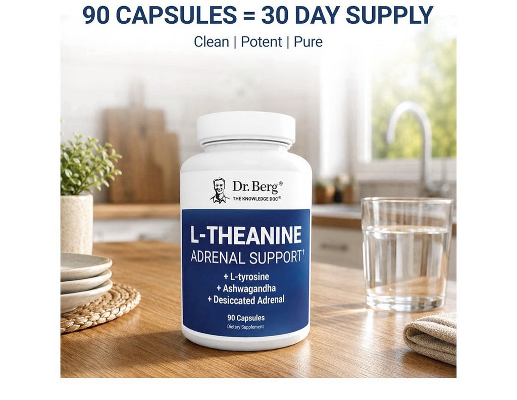 Dr. Berg L-Theanine Adrenal Support + L-Tyrosine + Ashwagandha 90 Capsules