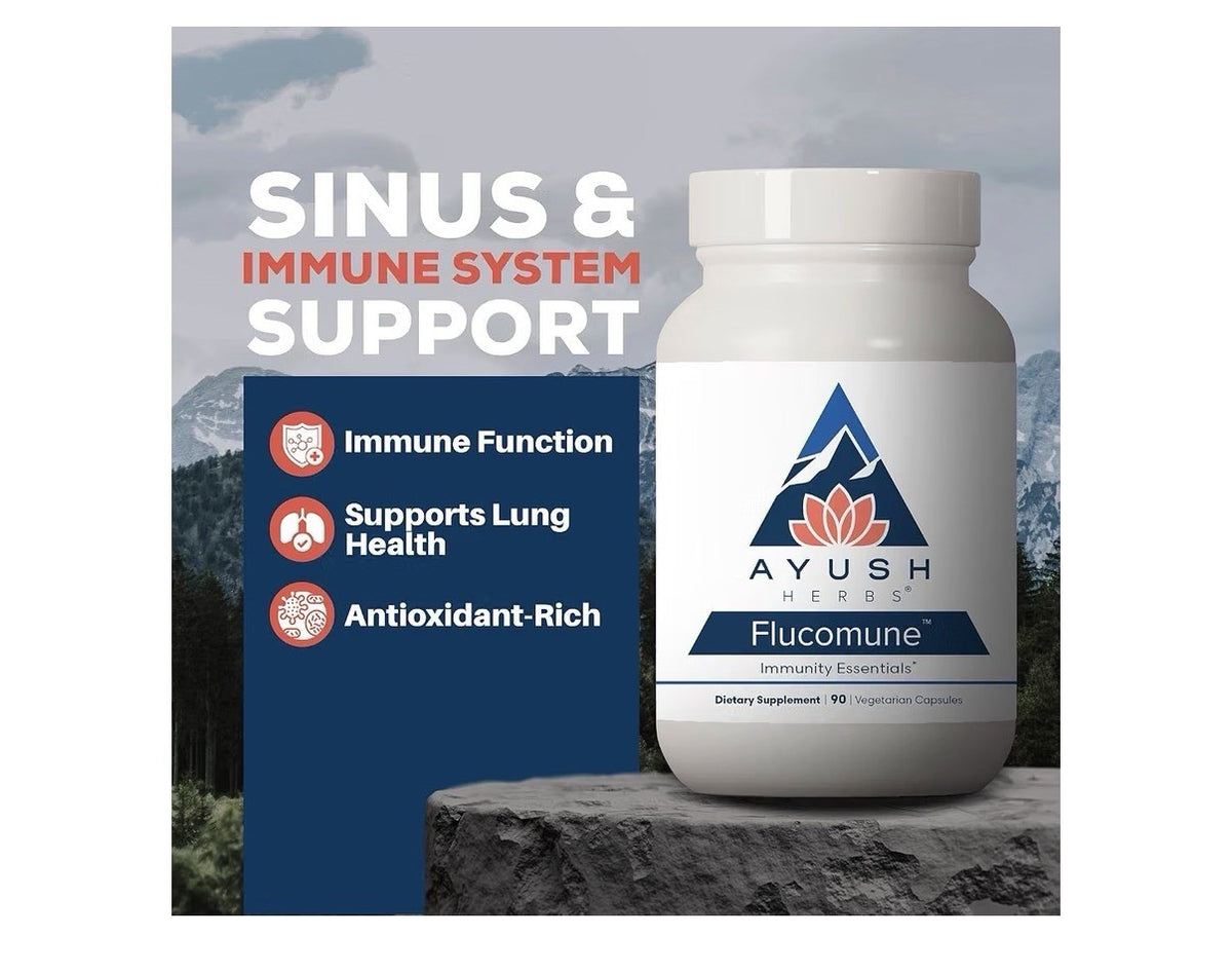 Ayush Herbs Flucomune Immunity Essentials Respiratory Balance Sinus Support 90ca