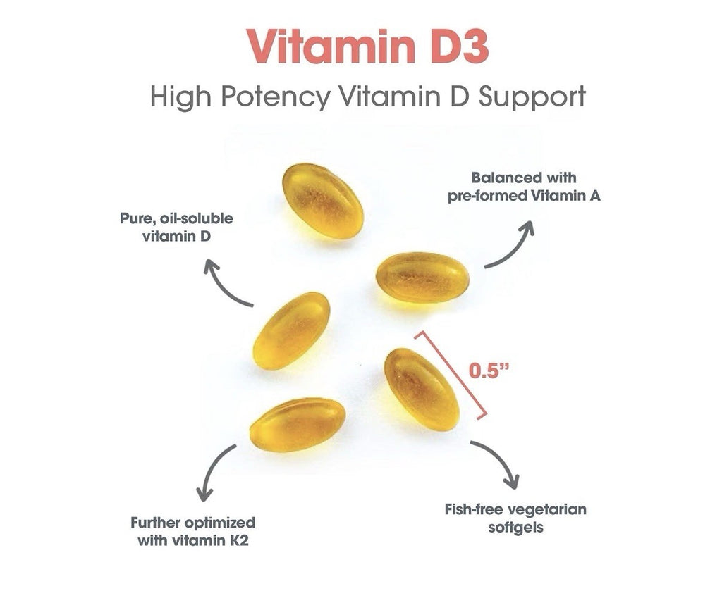 Allergy Research Group Vitamin D3 Complete 5000 High Potency With A & K2 60caps