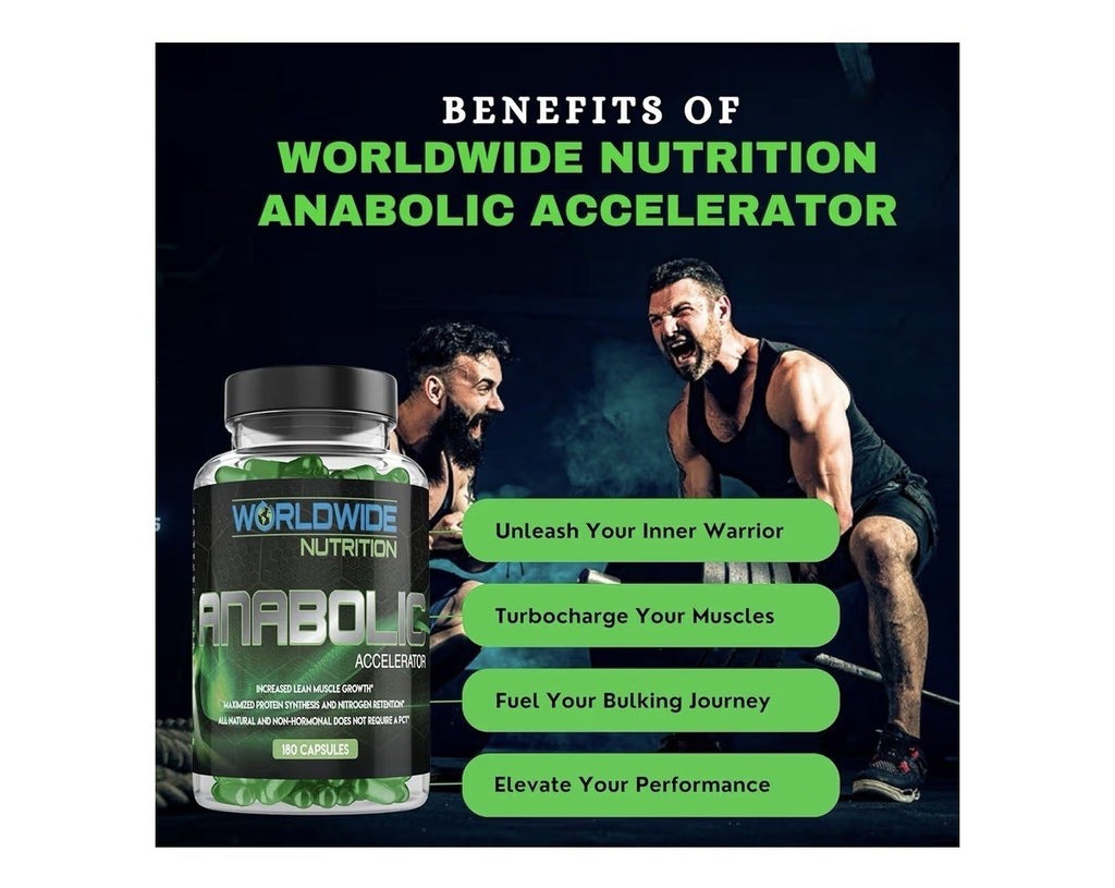 Worldwide Nutrition Anabolic Accelerator For Men Energy Workout Recovery 180caps
