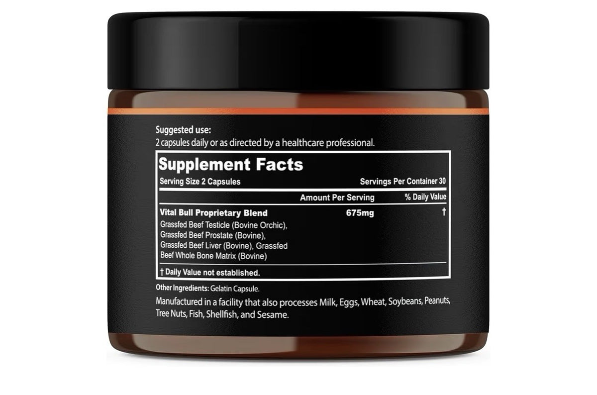 Lonvera Vital Bull Male Performance Beef Organ Grass Fed For Men 60 Capsules