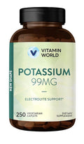Vitamin World Potassium 99 mg Electrolyte Support Potassium Gluconate 250caplets