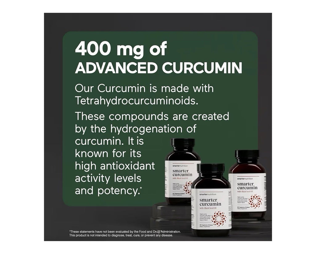 SMARTERNUTRITION Curcumin With Black Seed Oil Vegan High Absorption 400mg 60sgel