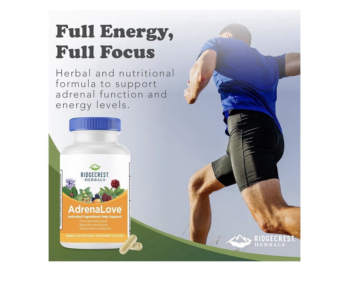 Ridgecrest Herbals AdrenaLove Stress Energy Focus Mood Support Supplement 60caps