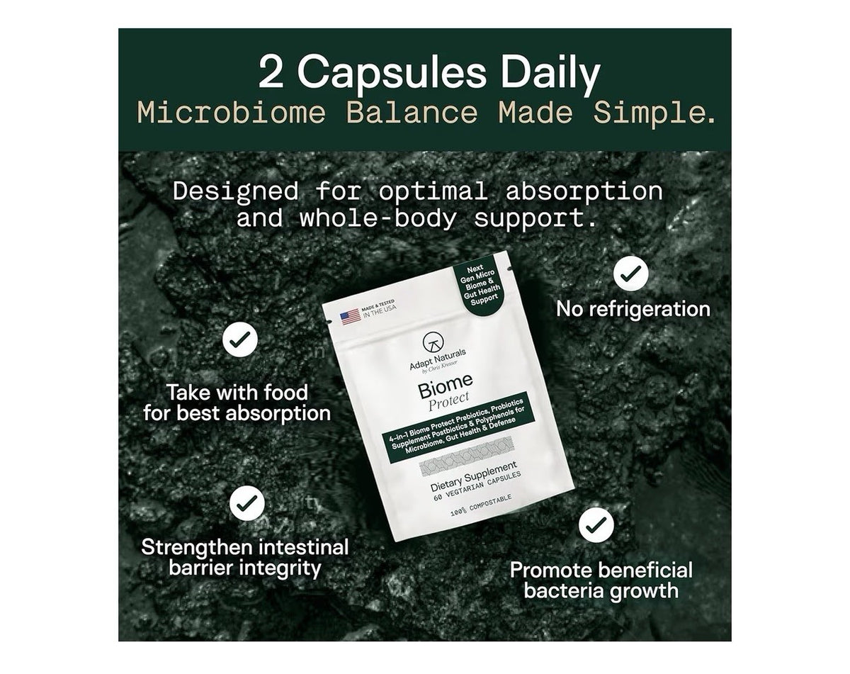 Adapt Naturals Biome Protect 4in1 Blend Prebiotics Probiotics Postbiotics 60caps