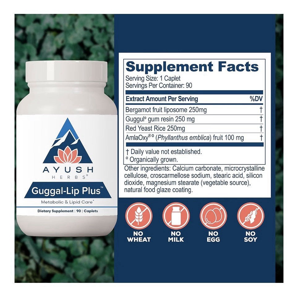 Ayush Herbs Guggal-Lip Plus Metabolic & Lipid Care For Women & Men 90 Capsules