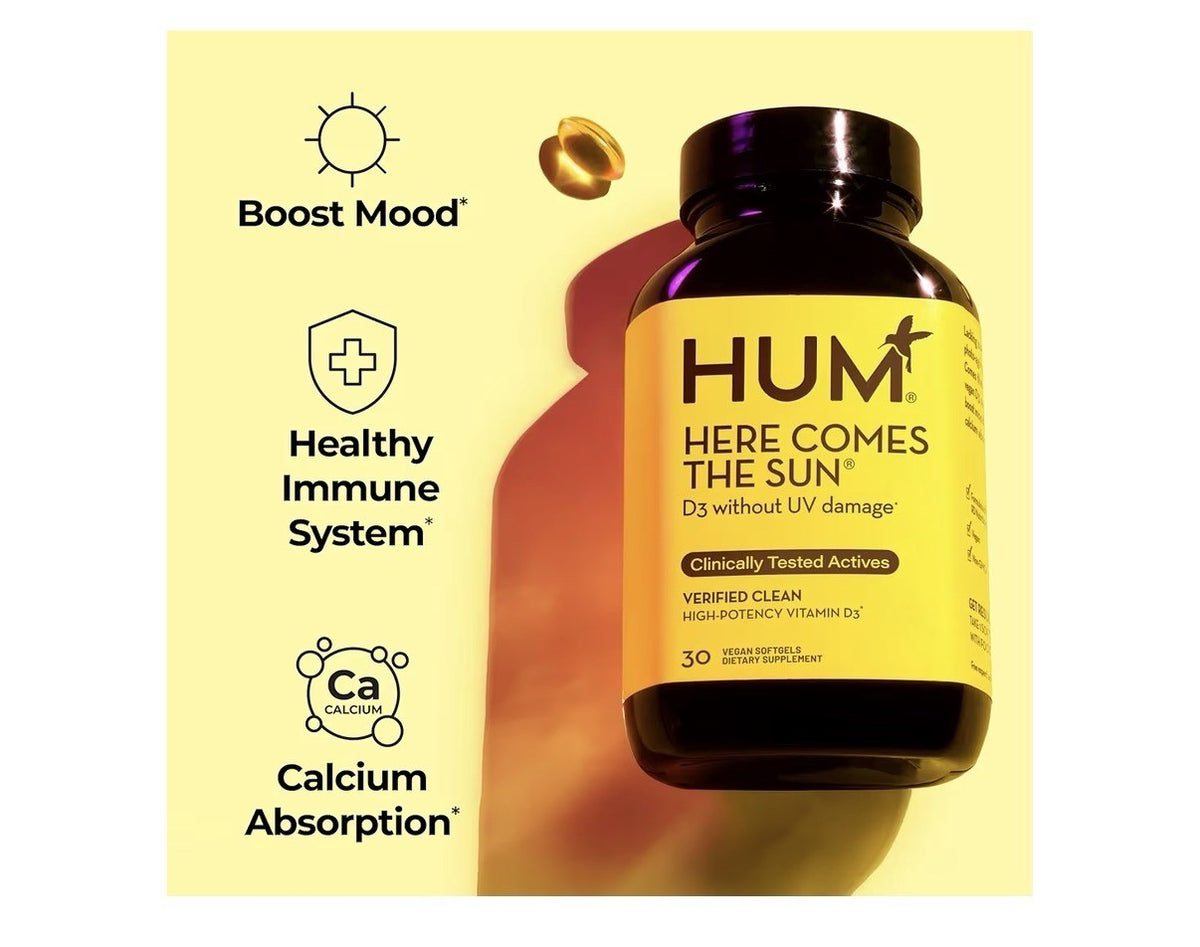 HUM Here Comes The Sun Vitamins N D3 Immune Bone Health Support Supplement 30cap
