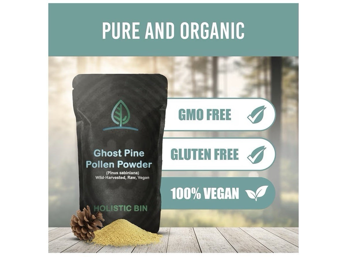 Holistic Ghost Pine Pollen Powder Pinus Sabiniana Golden California 40 Servings