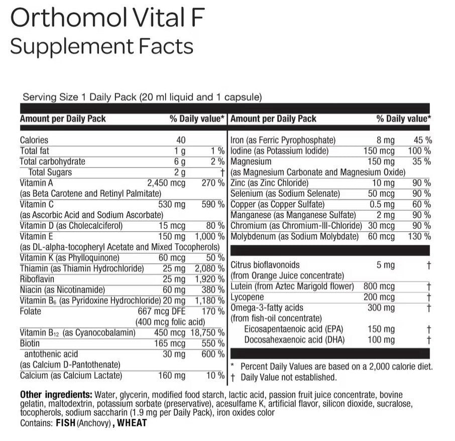 Orthomol Vital M Daily Multivitamin for Women Reduction Of Tiredness And Fatigue