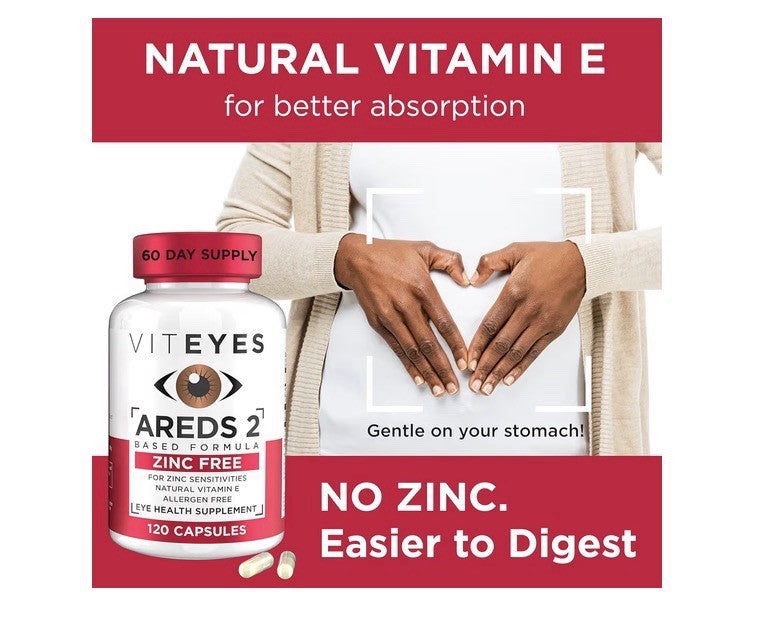 Viteyes AREDS 2 Zinc Free Macular Support Allergen Free Eye Vision Health 120cap