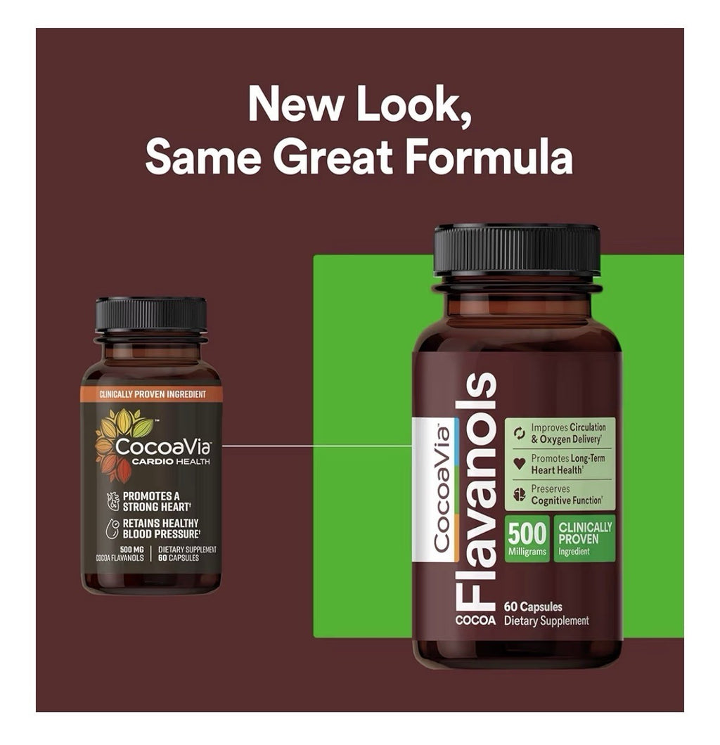 2 Pack CocoaVia Cocoa Flavanols 500mg Heart Brain Circulation Support Supplement
