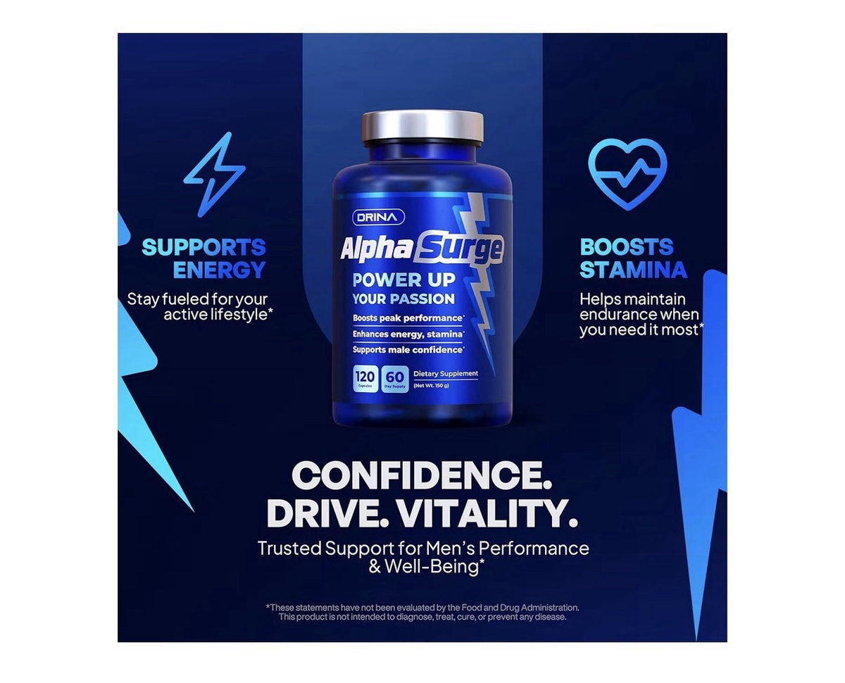 AlphaSurge Power Up Your Passion Male Enhancing Testosterone Booster 120 Capsule