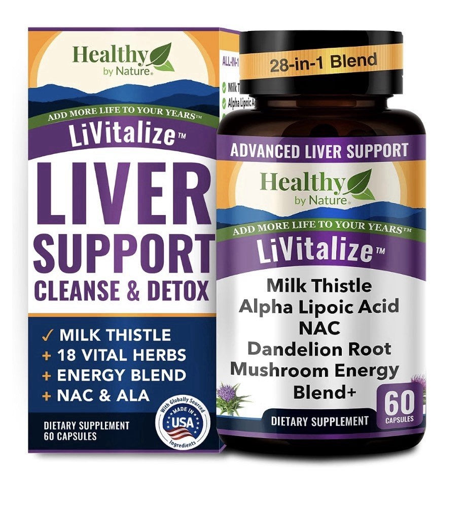 Healthy By Nature LiVitalize Liver Support Cleanse Detox Supplement 60 Capsules