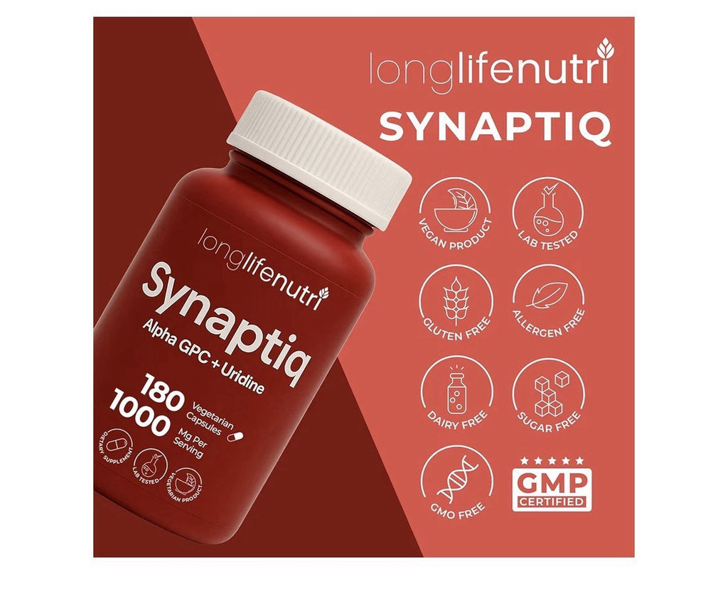 LongLifeNutri Synaptig 1000mg Alpha GPC + Uridine Monophosphate 600mg 180capsule