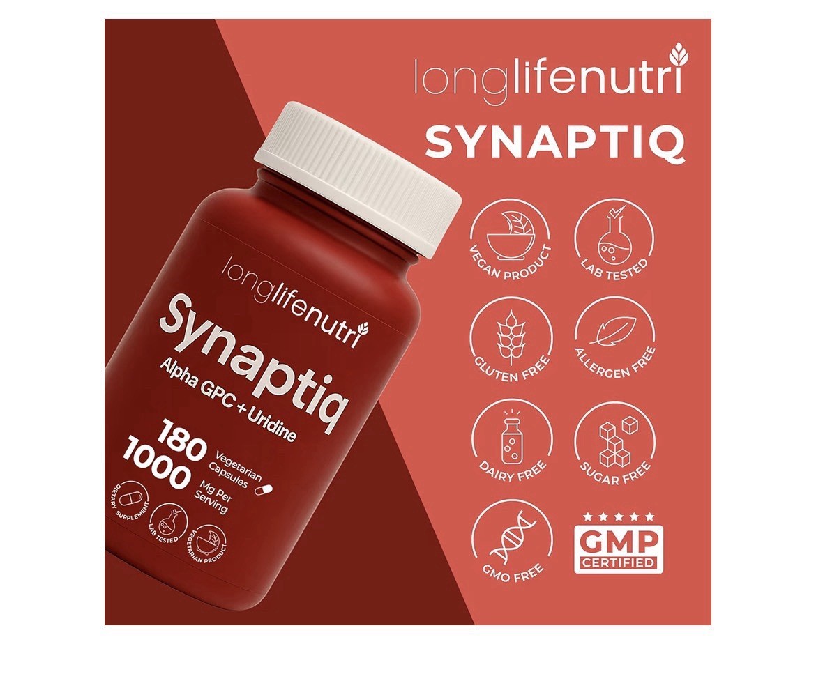 LongLifeNutri Synaptig 1000mg Alpha GPC + Uridine Monophosphate 600mg 180capsule