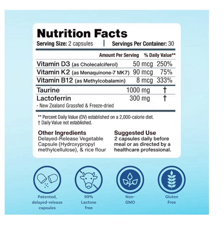 MyImmunity Immune Balance Supplement Grass-Fed Lactoferrin Gut Digestive 60 Caps