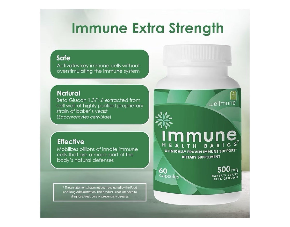 Immune Health Basics Wellmune Immune Support 500mg Beta Glucan Supplement 60caps