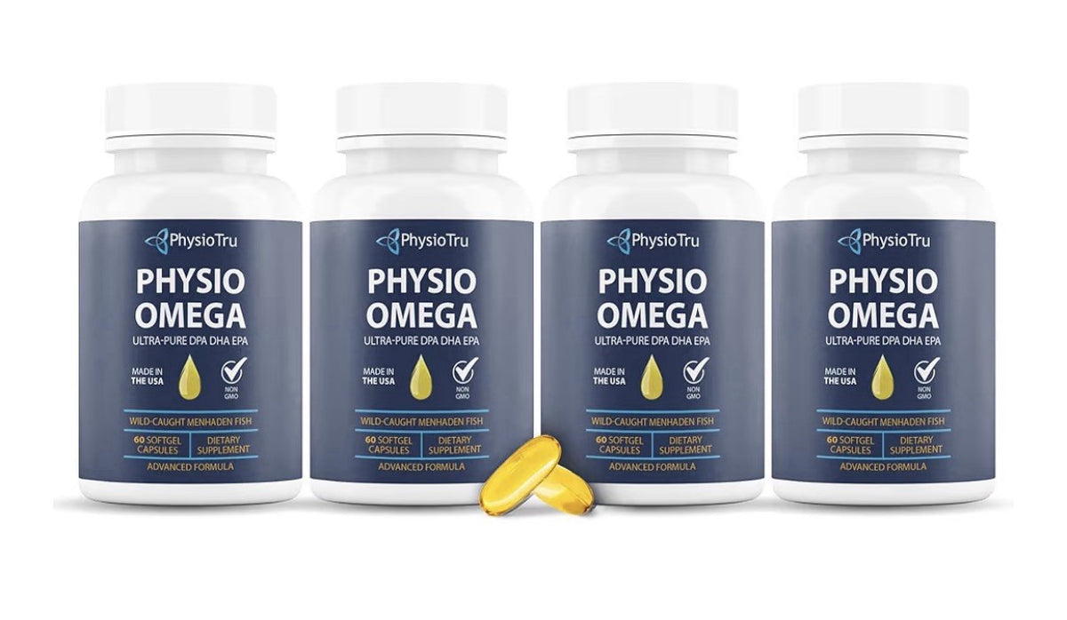 4 Pack PhysioTru Physio Omega 2400mg Fish Oil with Omega 3 Fatty Acid Supplement
