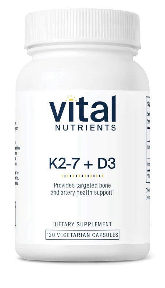 Vital Nutrients Vitamin K2-7 + D3 Vitamin D3 K2 K7 Bone Artery Health 120capsule