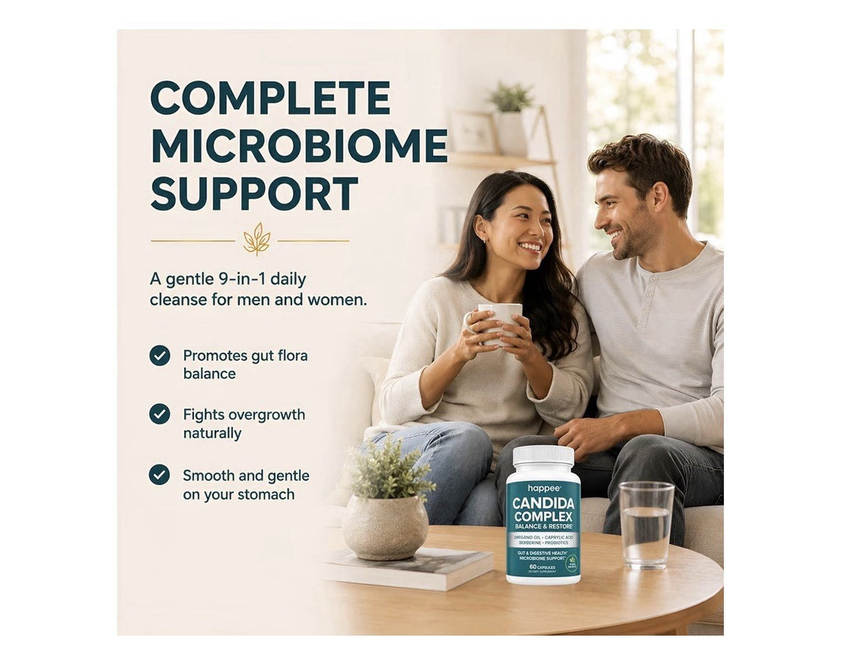 Happee Candida Complex Balance & Restore Gut Digestive Health Microbiome Support