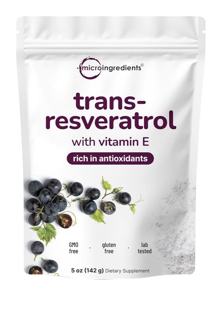 Micro Ingredients Trans-Resveratrol Powder W/ Vitamin E Rich In Antioxidant 5 oz