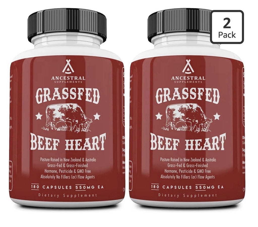 2 Pack Ancestral Supplements Beef Heart Grass Fed Supplement Pasture Raised