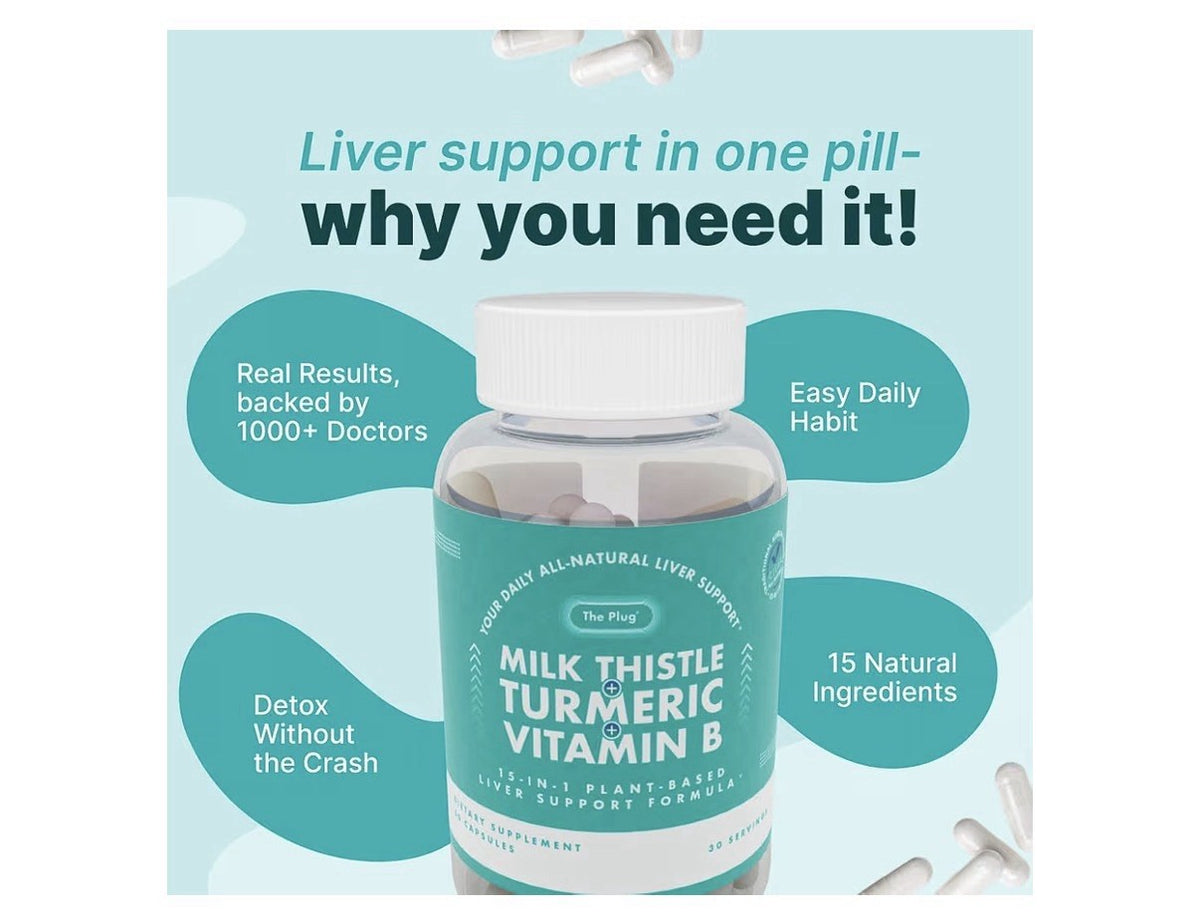 The Plug Liver Cleanse Detox Repair Milk Thistle (Silymarin), Turmeric 60Capsule