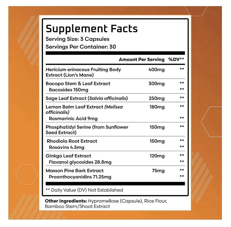 Ben's Natural Health Mind & Memory Nootropic Clarity Recall Focus Support 90caps