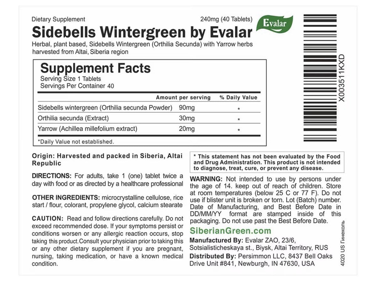 Evalar Ginekol Dietary Supplement 40 Tablets for Women Gluten-Free Altai Siberia