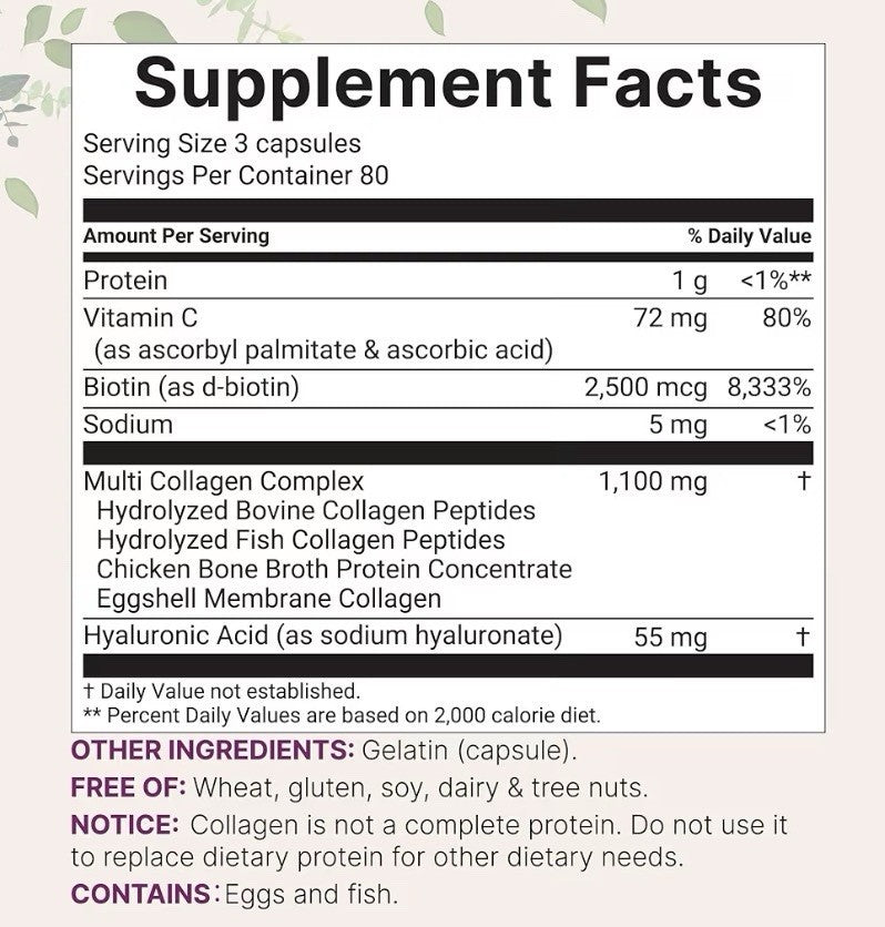 2 Pack Micro Ingredients Multi Collagen Peptides Complex Type I, II, III, V, X