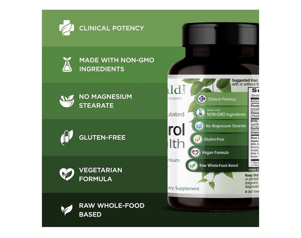 EMERALD LABS Cholesterol Health CoQ10 Flush Free Niacin Heart Circulatory Suppor