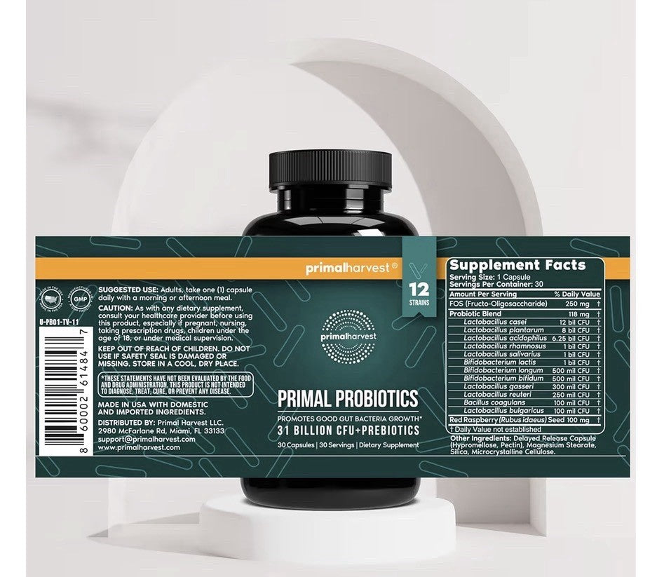 Primal Harvest Primal Probiotics Prebiotics Women Men Daily Supplement 2 Packs