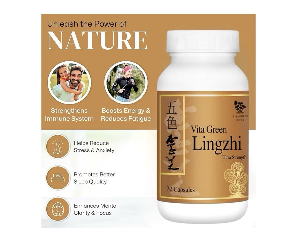 Vita Green Lingzhi Ultra Strength Mushroom Pure Reishi For Women & Men 72capsule
