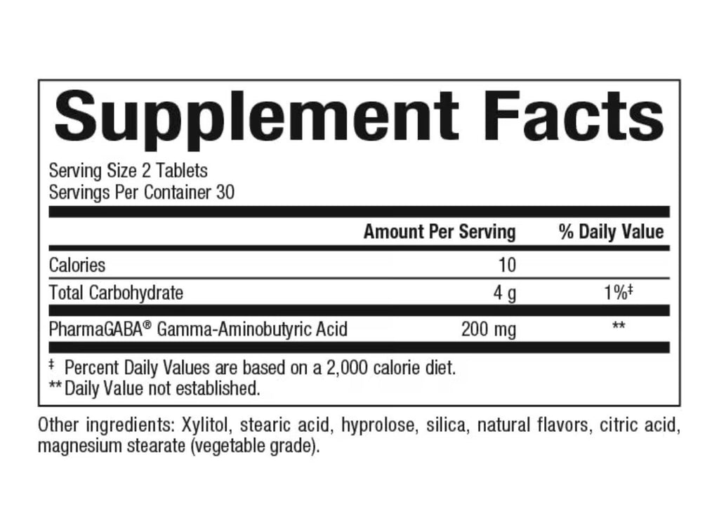 Natural Factors Pharma GABA 200mg Per 2 Tablet Relaxation Focus 60 Tablets